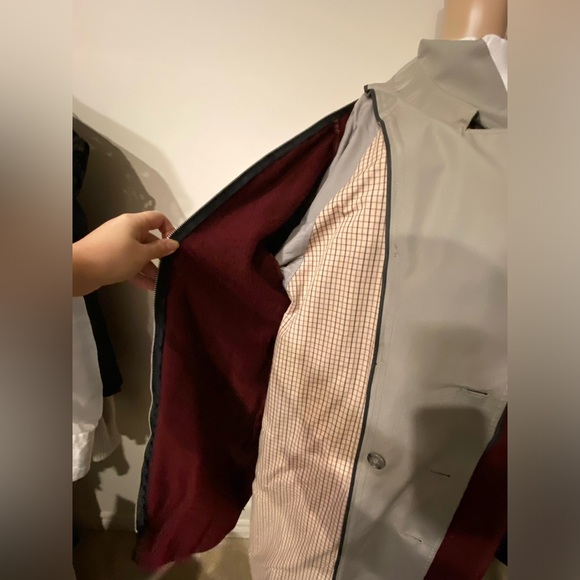 1980's LONDON FOG detach wool liner trench coat. Sage Grey. P2P-24" - Picture 12 of 16